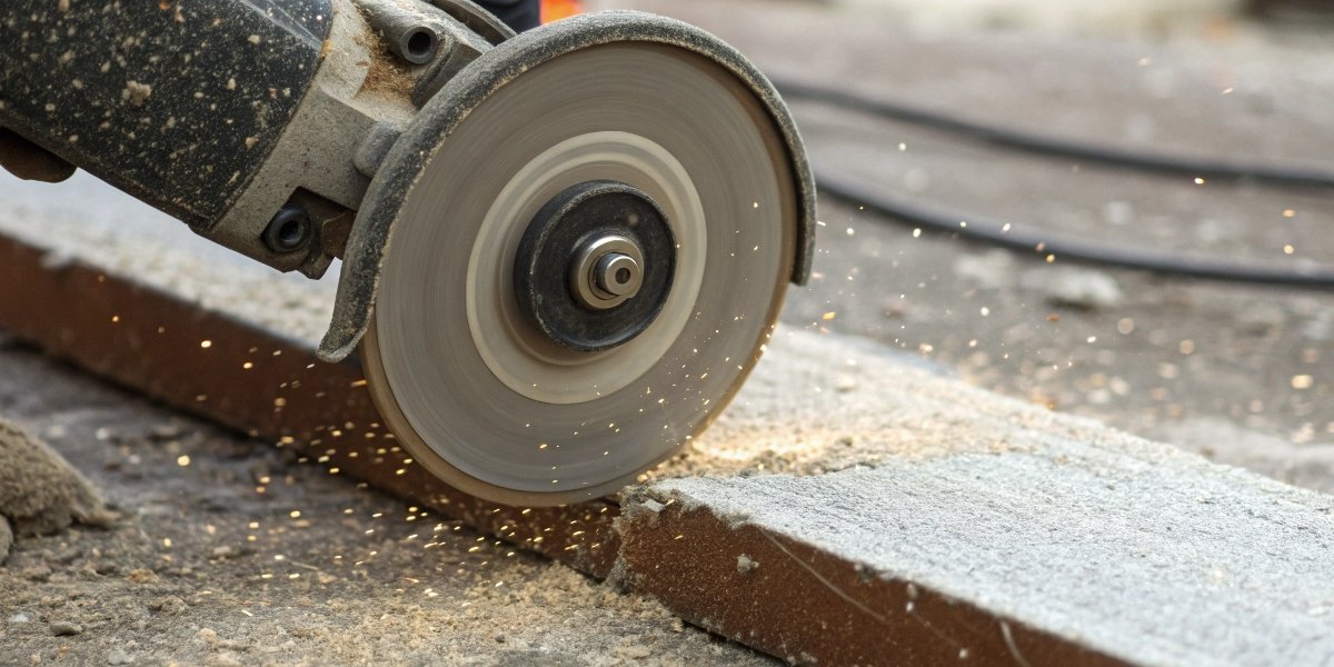 A close-up view of a grinding wheel's surface, showing the strong bond material firmly holding the individual abrasive grains in place.