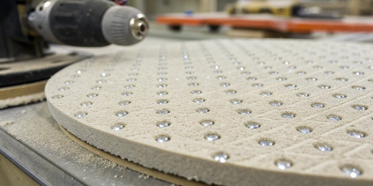 A close-up shot of a diamond polishing pad's surface, showing the embedded diamond particles ready for work.