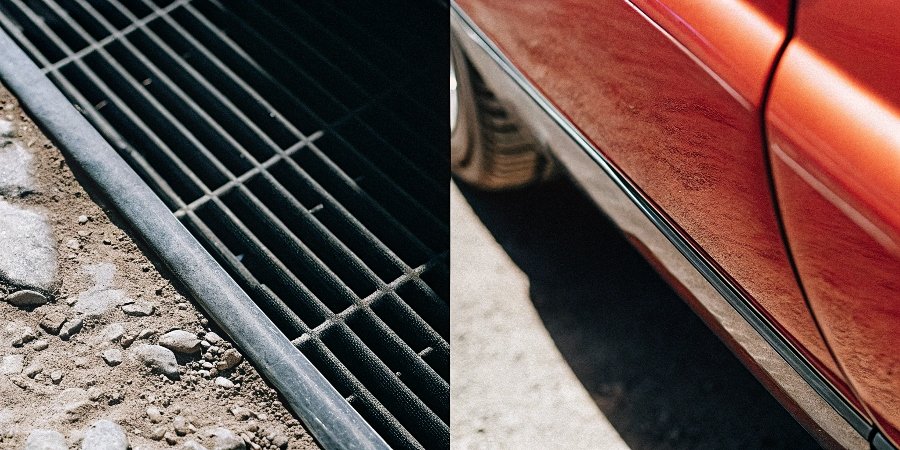 A split-screen image showing a rough, ground metal surface on the left and a smooth, mirror-polished surface on the right