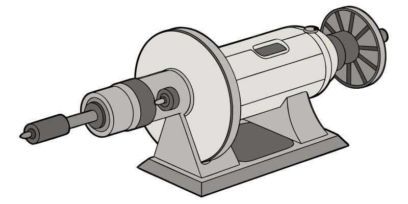 A close-up shot of a bench grinder showing the correct gaps for the work rest and tongue guard
