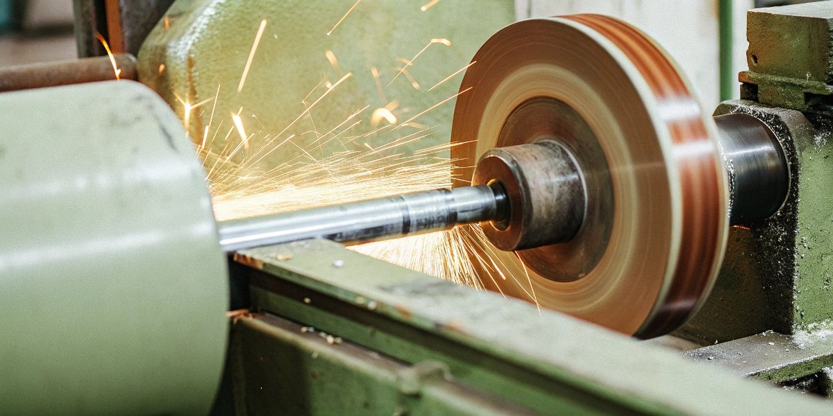 An animation showing the four main types of grinding: cutting, sharpening, surface grinding, and cylindrical grinding.