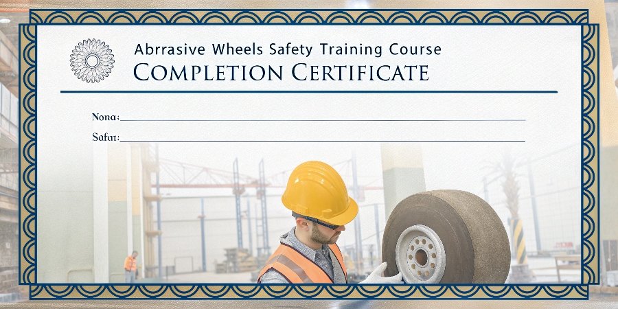 A sample certificate of completion for an Abrasive Wheels Safety Training course