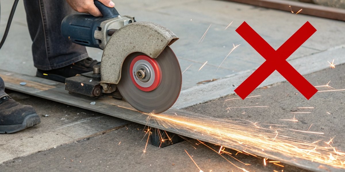 An icon showing a cutoff wheel with a red X over an arrow indicating side pressure