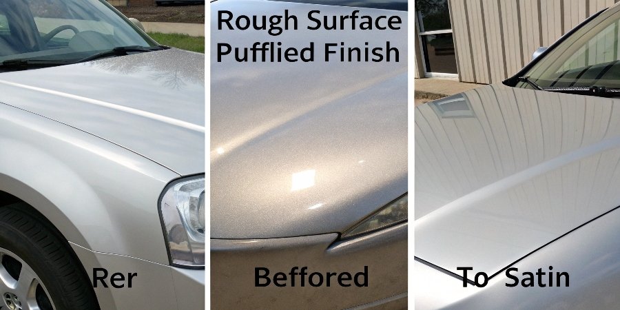 A diagram showing the progression: Rough Surface -> Polished (Satin) -> Buffed (Mirror)
