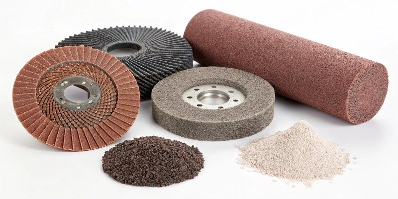 An assortment of different abrasive materials and tools