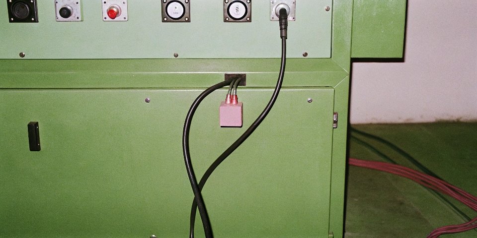 An industrial CNC grinding machine's electrical panel with power cables.