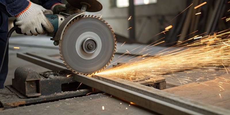 A diagram showing the high RPM of a grinder vs the lower RPM rating of a saw blade