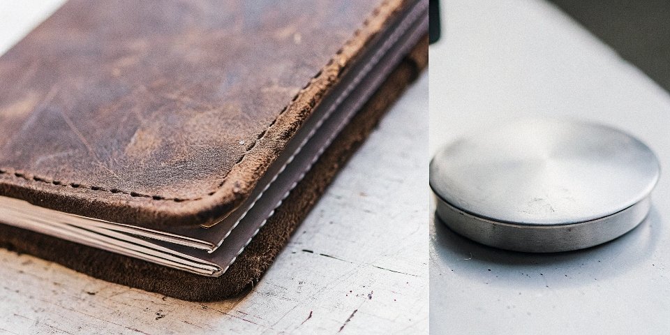 A close-up comparison of a worn, scored crank journal and a freshly ground, smooth one.