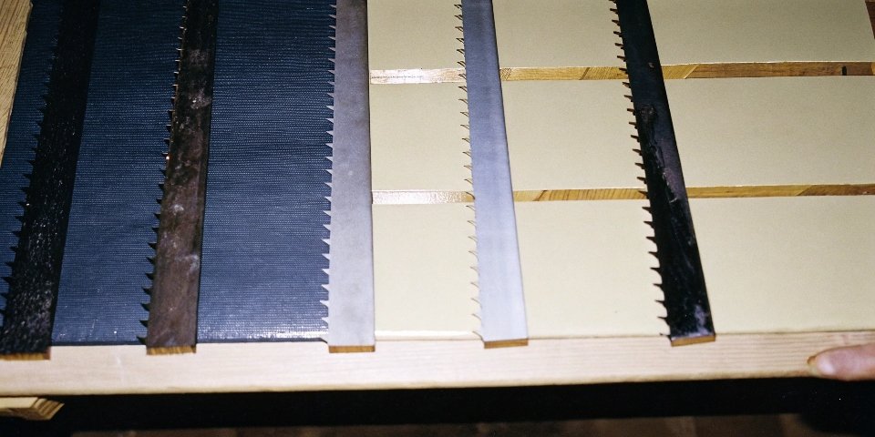 A chart displaying the different types of reciprocating saw blades for different materials.