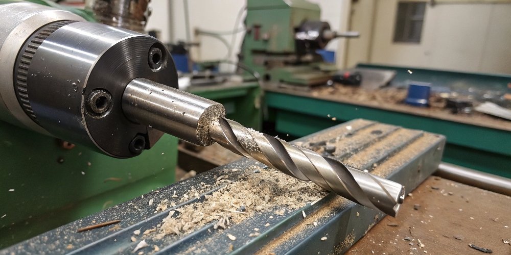 a broken carbide end mill due to machine chatter