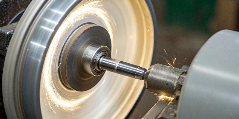 a close-up of a buffing wheel polishing a shiny metal part