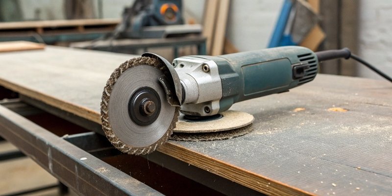 An angle grinder with a cutting disc attached, ready for use.