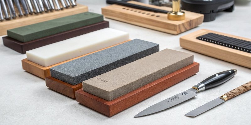 A collection of different types of sharpening stones