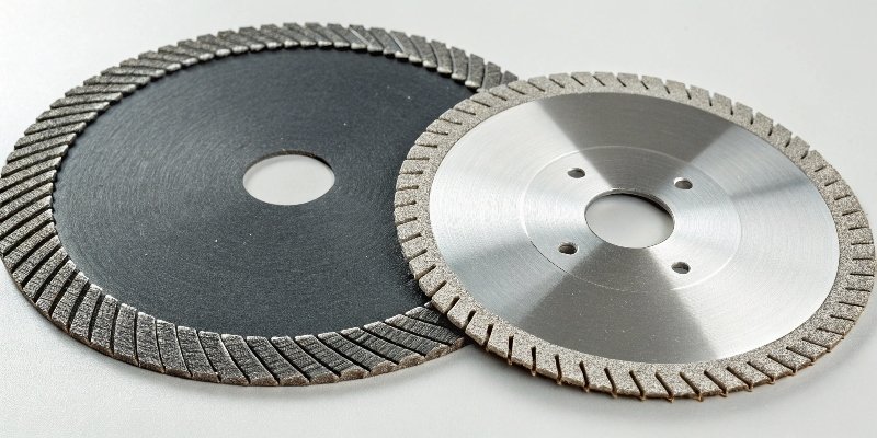 Side-by-side comparison showing a thin cutting disc and a thick grinding wheel.