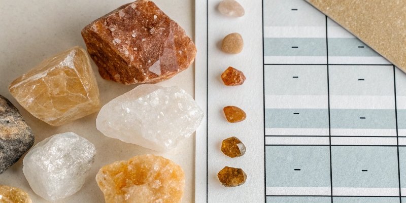 A chart showing the Mohs scale of mineral hardness from 1 to 10