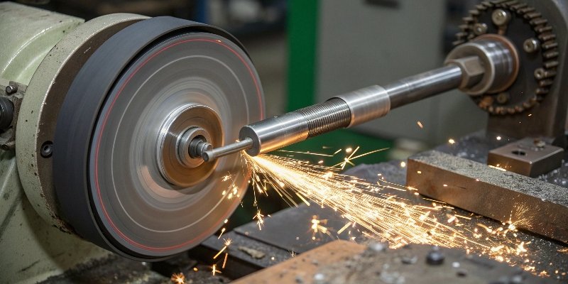 CBN grinding wheel working on a steel part